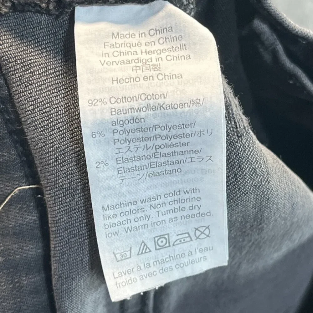 Madewell Jeans Women's 26‎ 9 Inch HIgh Rise Black Distressed Raw Hem Denim